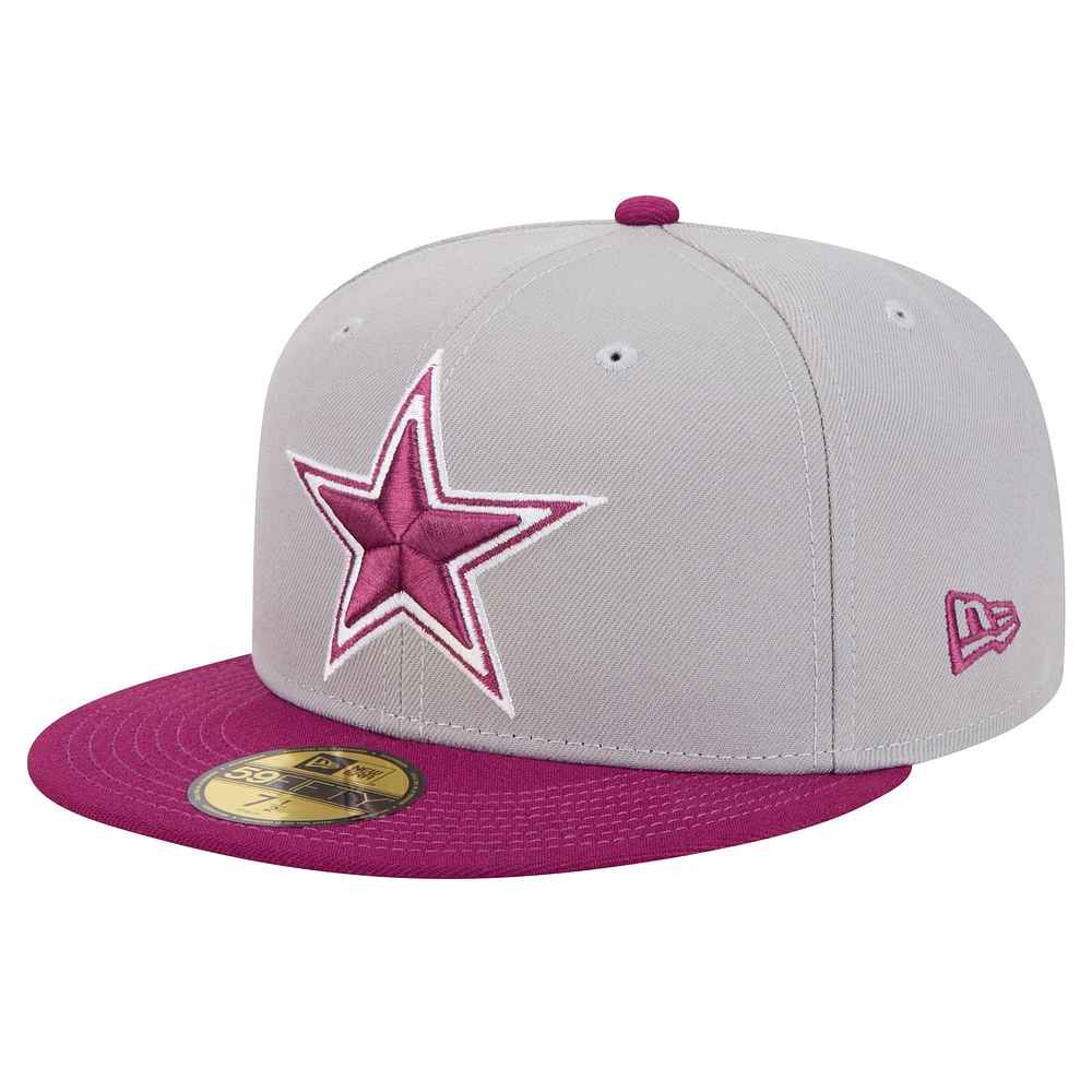 Casquette ajustée 59FIFTY bicolore gris/violet Dallas Cowboys New Era pour homme