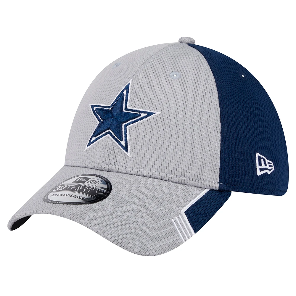 Men's New Era Gray Dallas Cowboys Active Visor Trim 39THIRTY Flex Hat