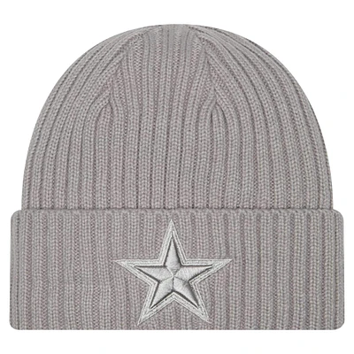 Bonnet tricoté à revers Dallas Cowboys gris pour homme New Era Color Pack