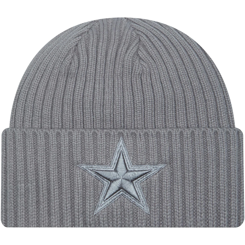 Bonnet en tricot à revers gris Dallas Cowboys Color Pack New Era pour hommes