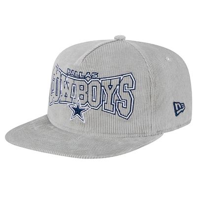 Casquette de golf ajustable en velours côtelé gris Dallas Cowboys New Era pour homme