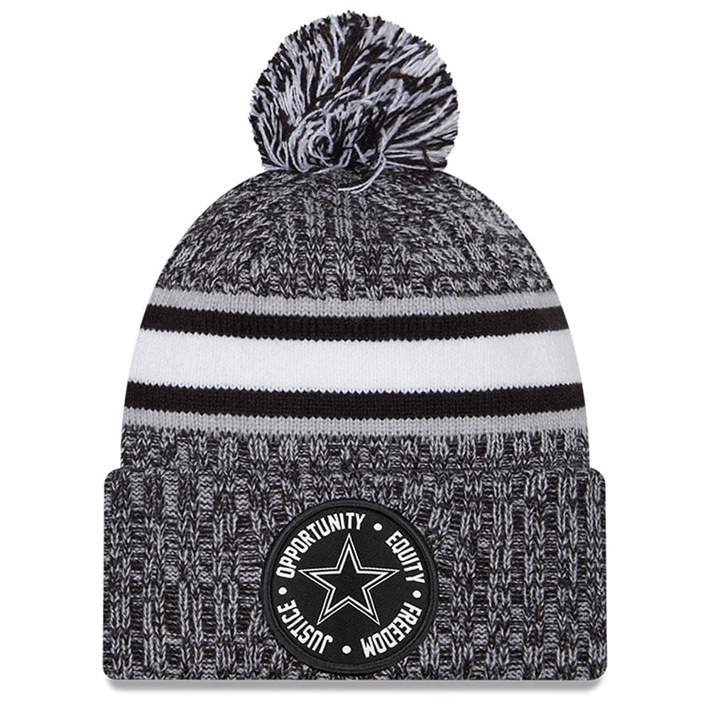 Men's New Era Heather Black Dallas Cowboys 2023 Inspire Change Cuffed Knit Hat With Pom