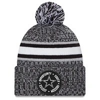 Bonnet en tricot à revers Inspire Change 2023 New Era Heather Black Dallas Cowboys pour hommes avec pompon