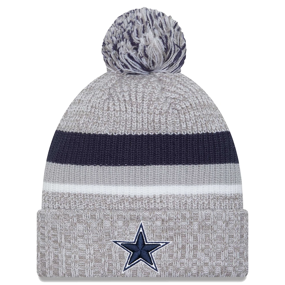 Men's New Era Heather Gray Dallas Cowboys Cuffed Knit Hat with Pom