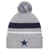 Men's New Era Heather Gray Dallas Cowboys Cuffed Knit Hat with Pom