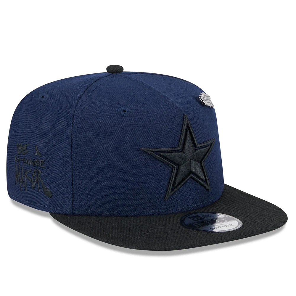 Men's New Era Navy/Black Dallas Cowboys 2024 Inspire Change A-Frame 9FIFTY Snapback Hat