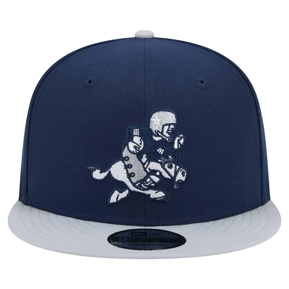 Casquette à visière snapback 9FIFTY Main des Cowboys de Dallas New Era bleu marine/gris pour homme