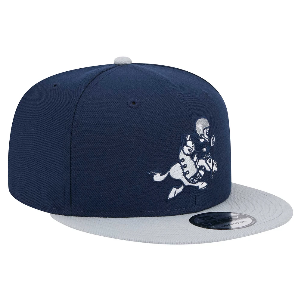 Casquette à visière snapback 9FIFTY Main des Cowboys de Dallas New Era bleu marine/gris pour homme