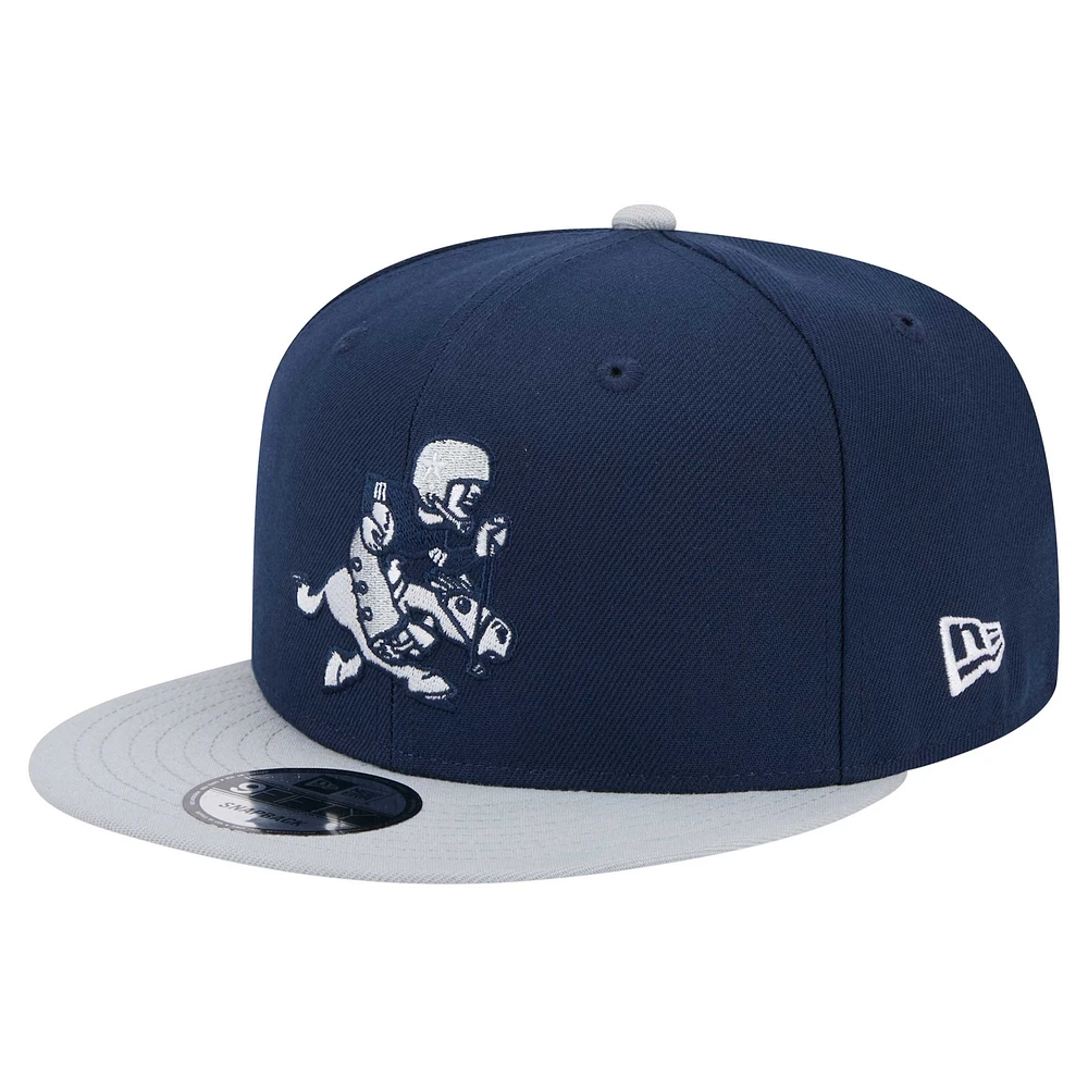 Casquette à visière snapback 9FIFTY Main des Cowboys de Dallas New Era bleu marine/gris pour homme