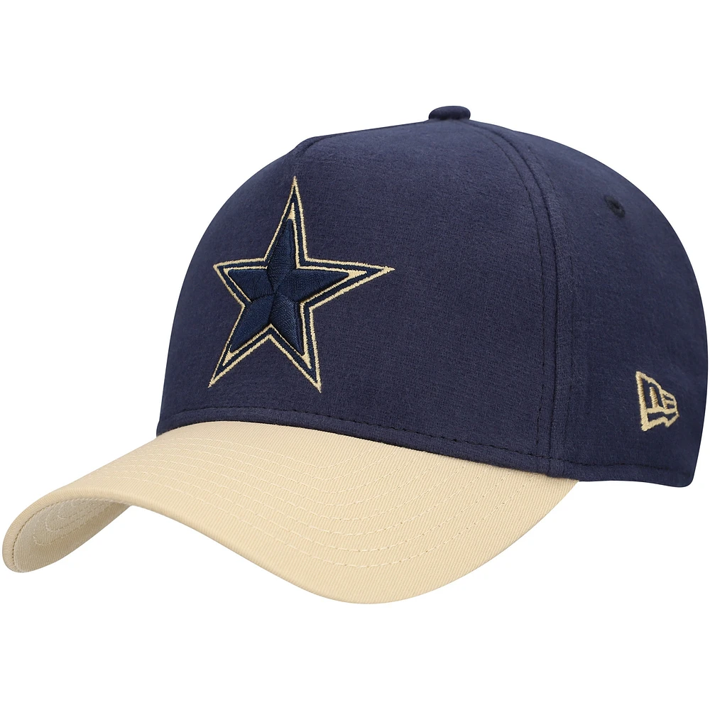 Men's New Era Navy/Tan Dallas Cowboys Moleskin A-Frame 9FORTY Adjustable Hat