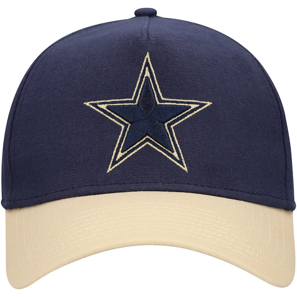 Men's New Era Navy/Tan Dallas Cowboys Moleskin A-Frame 9FORTY Adjustable Hat