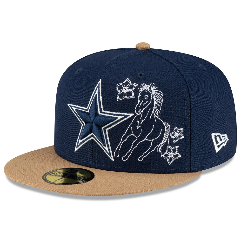 Men's New Era Navy/Tan Dallas Cowboys Western 59FIFTY Fitted Hat