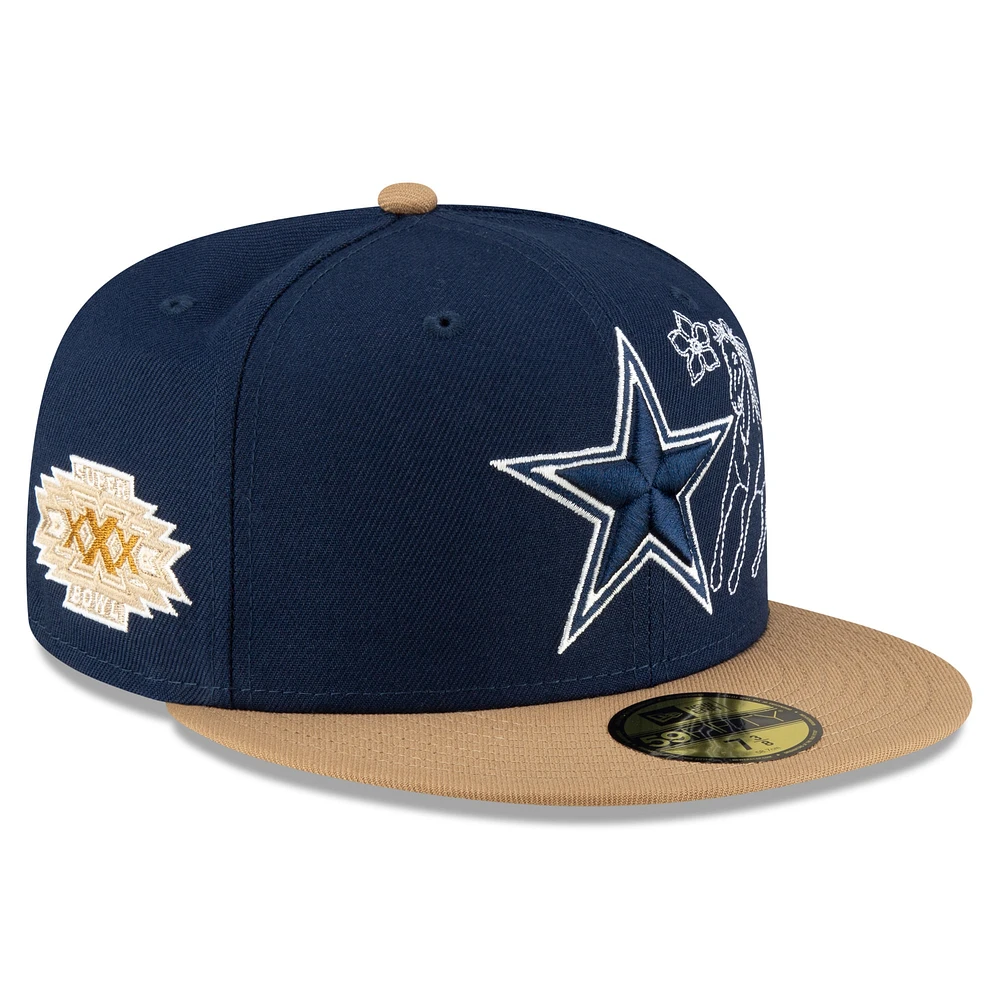 Men's New Era Navy/Tan Dallas Cowboys Western 59FIFTY Fitted Hat