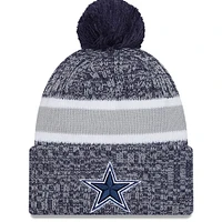 Men's New Era  Navy Dallas Cowboys 2023 Sideline Cuffed Knit Hat With Pom