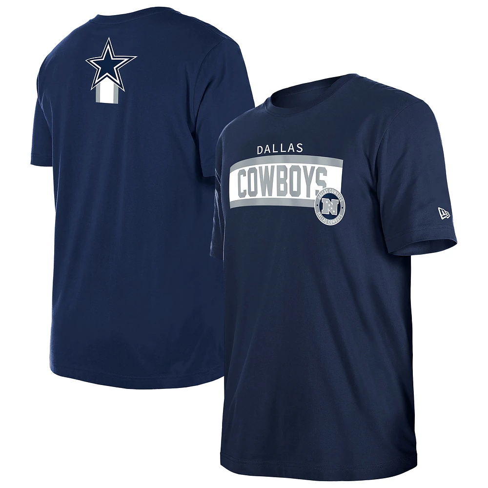 T-shirt à imprimé haute densité Dallas Cowboys 3rd Down New Era bleu marine pour homme