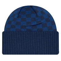 Bonnet en tricot à revers à carreaux bleu marine Dallas Cowboys New Era pour homme