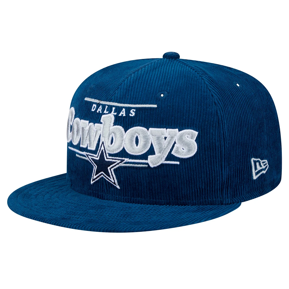 Casquette snapback 9FIFTY en velours côtelé bleu marine Dallas Cowboys de New Era pour homme