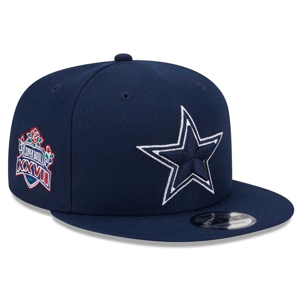 Casquette Snapback 9FIFTY Main Patch des Dallas Cowboys New Era pour homme, bleu marine