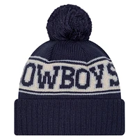 Men's New Era Navy Dallas Cowboys Retro Cuffed Knit Hat with Pom