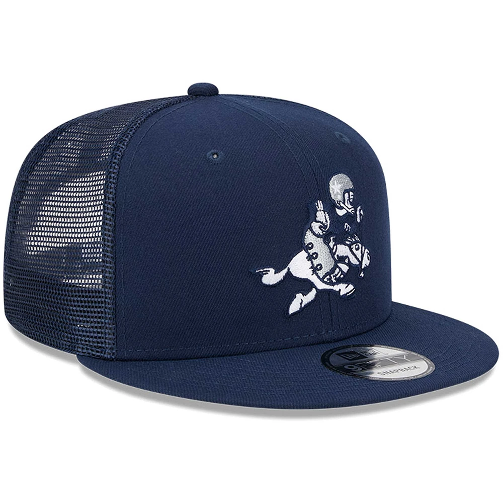 Men's New Era Navy Dallas Cowboys Retro Joe Main Trucker 9FIFTY Snapback Hat