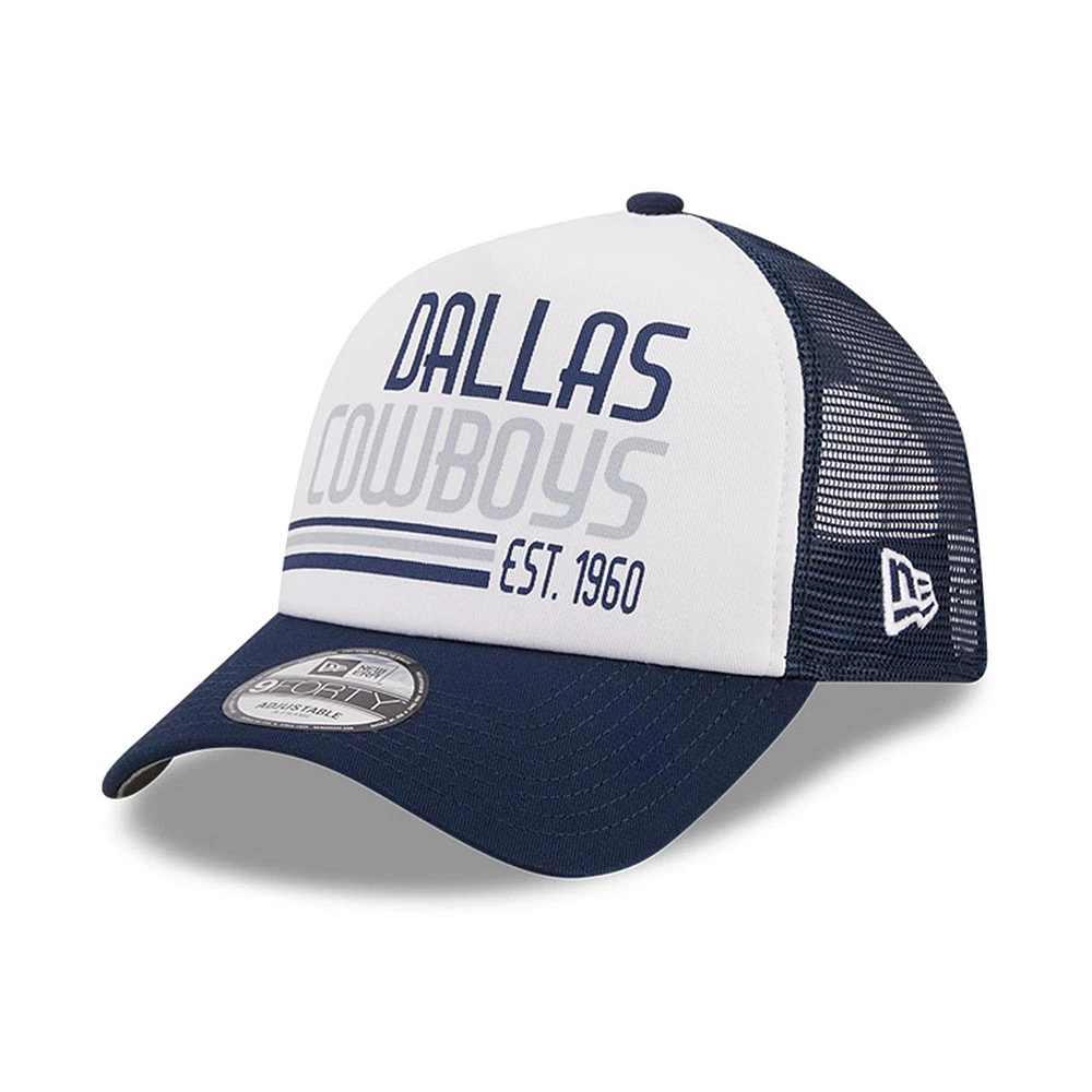 Men's New Era /Navy Dallas Cowboys Stacked A-Frame Trucker 9FORTY Adjustable Hat