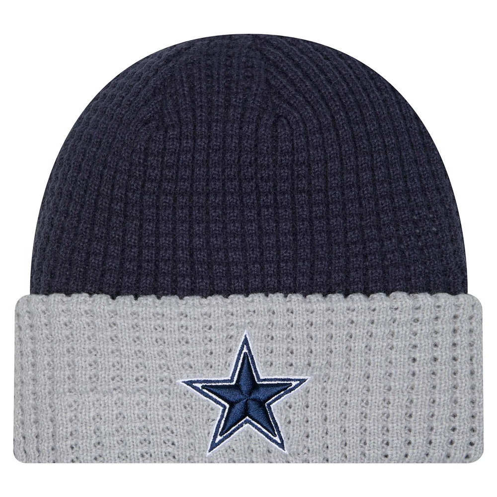 Bonnet en tricot gaufré à revers bleu marine Dallas Cowboys New Era pour homme