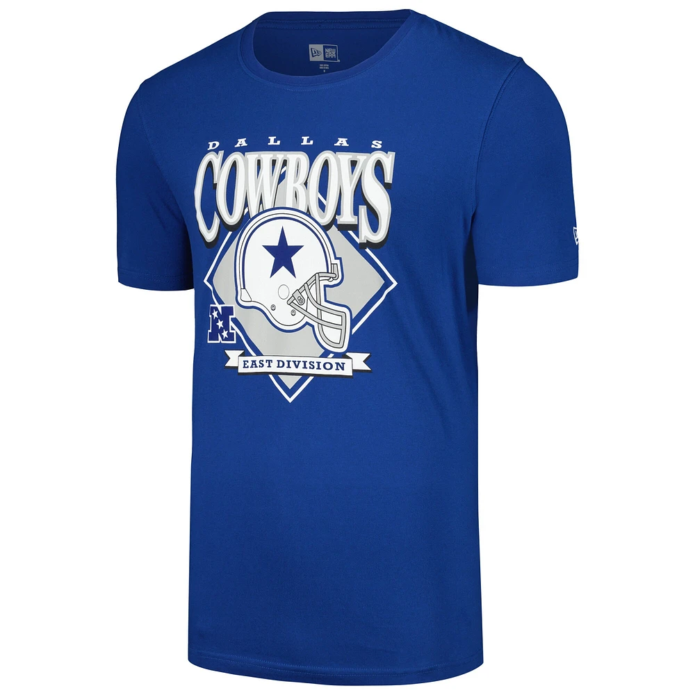 T-shirt New Era Royal Dallas Cowboys pour hommes avec marques historiques