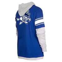 T-shirt à capuche manches longues New Era Royal Dallas Cowboys Third Down Throwback pour hommes