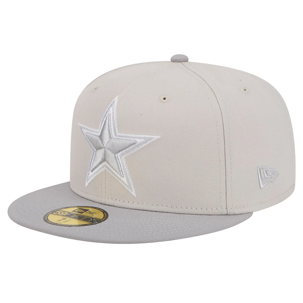 Men's New Era Stone/Gray Dallas Cowboys Two-Tone Color Pack 59FIFTY Fitted Hat