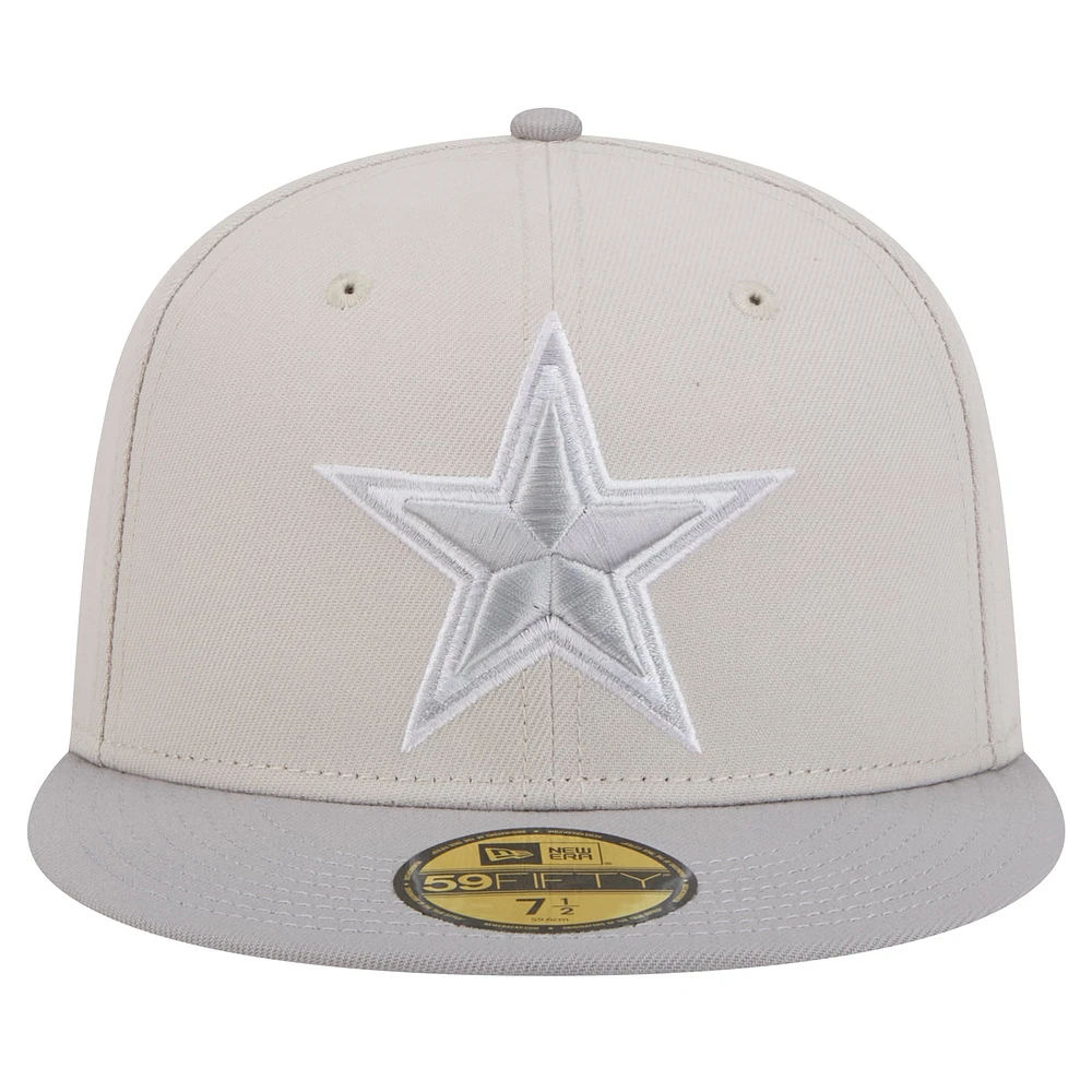 Men's New Era Stone/Gray Dallas Cowboys Two-Tone Color Pack 59FIFTY Fitted Hat