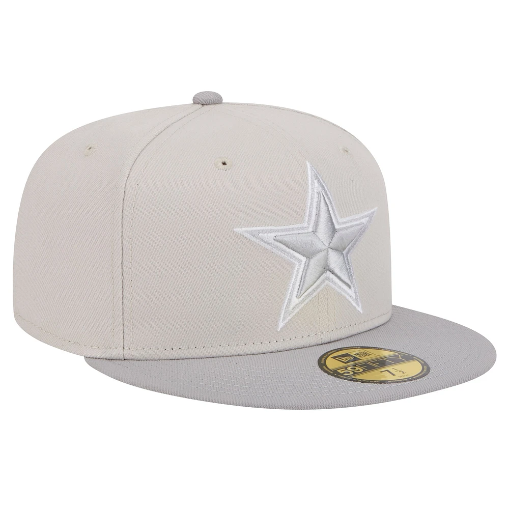 Men's New Era Stone/Gray Dallas Cowboys Two-Tone Color Pack 59FIFTY Fitted Hat