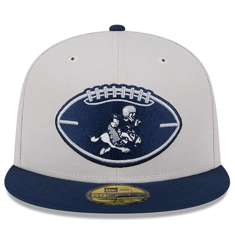 Casquette ajustée 59FIFTY historique Dallas Cowboys 2024 Sideline New Era pierre/bleu marine pour hommes