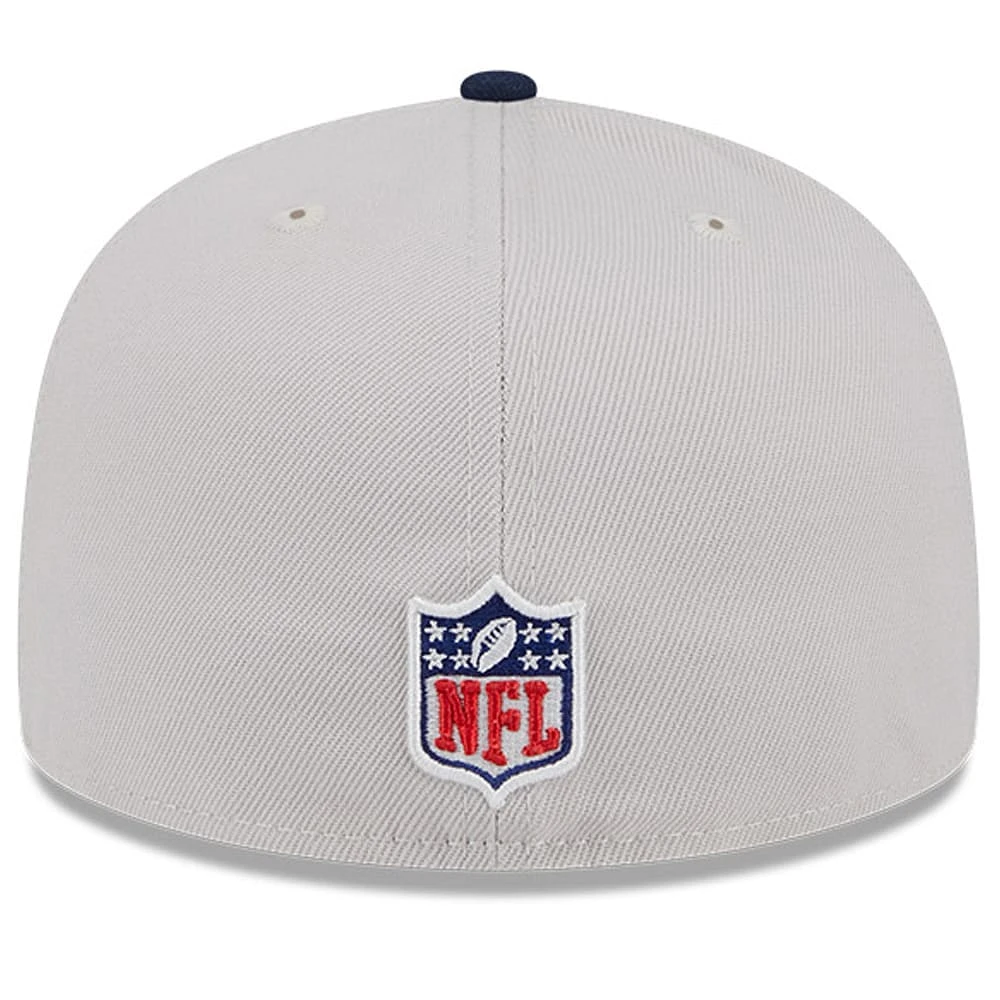 Men's New Era Stone/Navy Dallas Cowboys 2024 Sideline Historic 59FIFTY Fitted Hat