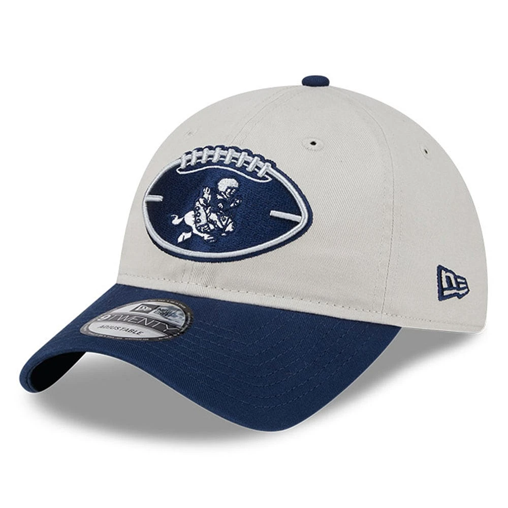 Men's New Era Stone/Navy Dallas Cowboys 2024 Sideline Historic 9TWENTY Adjustable Hat