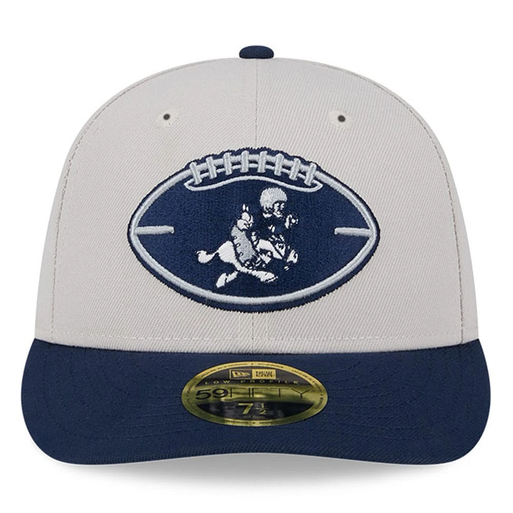 Men's New Era  Stone/Navy Dallas Cowboys 2024 Sideline Historic Low Profile 59FIFTY Fitted Hat