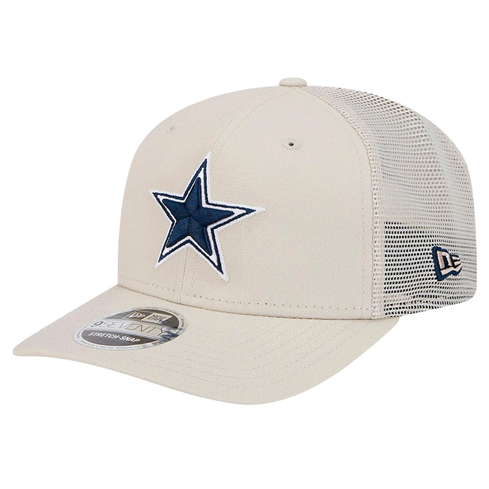 Men's New Era  Stone Dallas Cowboys Canvas Trucker 9SEVENTY Stretch-Snap Hat