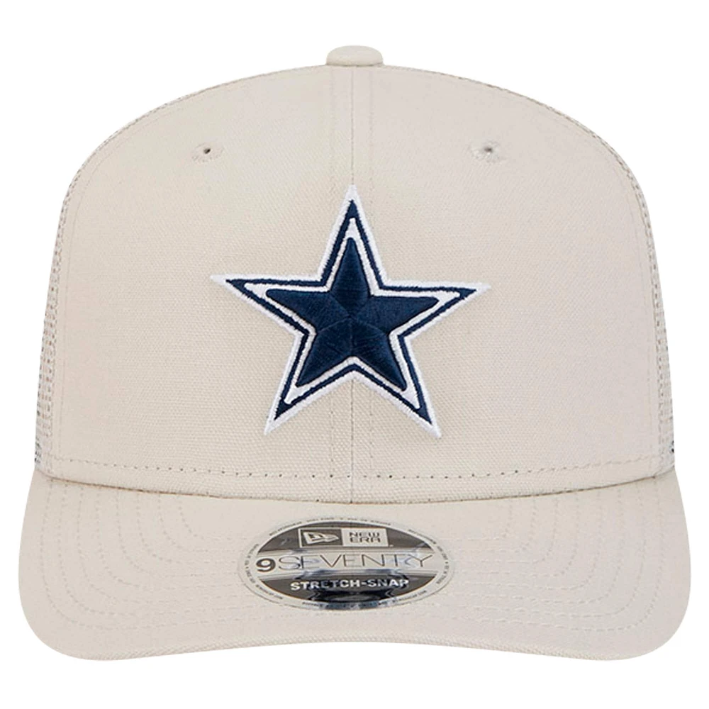 Men's New Era  Stone Dallas Cowboys Canvas Trucker 9SEVENTY Stretch-Snap Hat