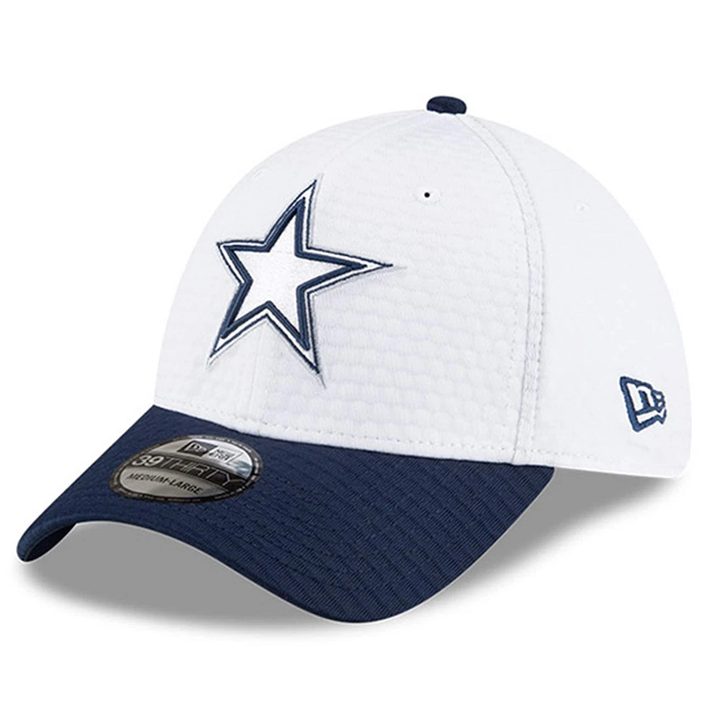 Men's New Era White/Navy Dallas Cowboys 2024 NFL Training Camp 39THIRTY Flex Hat