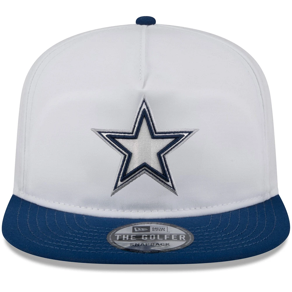 Men's New Era White/Navy Dallas Cowboys 2024 NFL Training Camp Golfer Snapback Hat