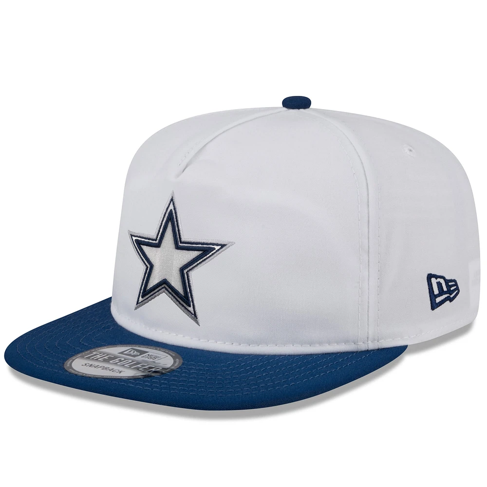 Casquette Snapback de golfeur New Era pour hommes, blanc/bleu marine, Dallas Cowboys 2024 NFL Training Camp