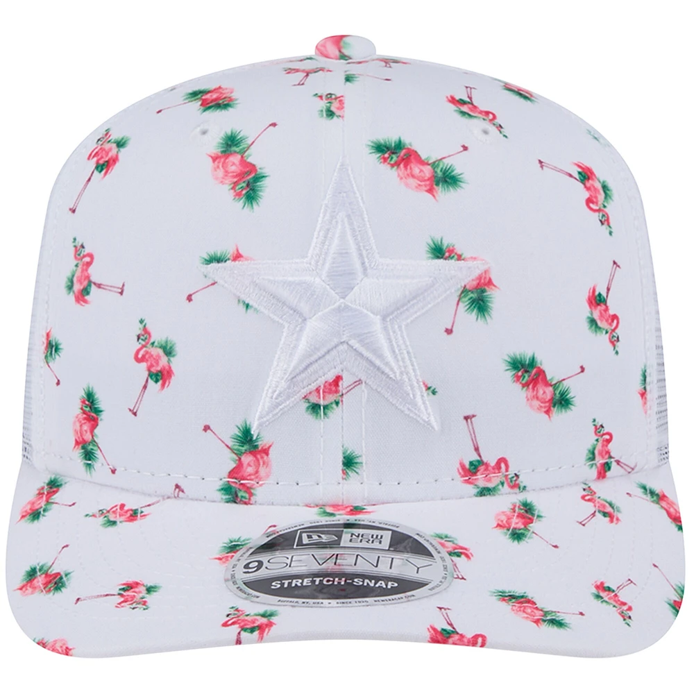 Casquette extensible à bouton-pression 9SEVENTY Adventure Flamingo blanche des Cowboys de Dallas de New Era pour homme
