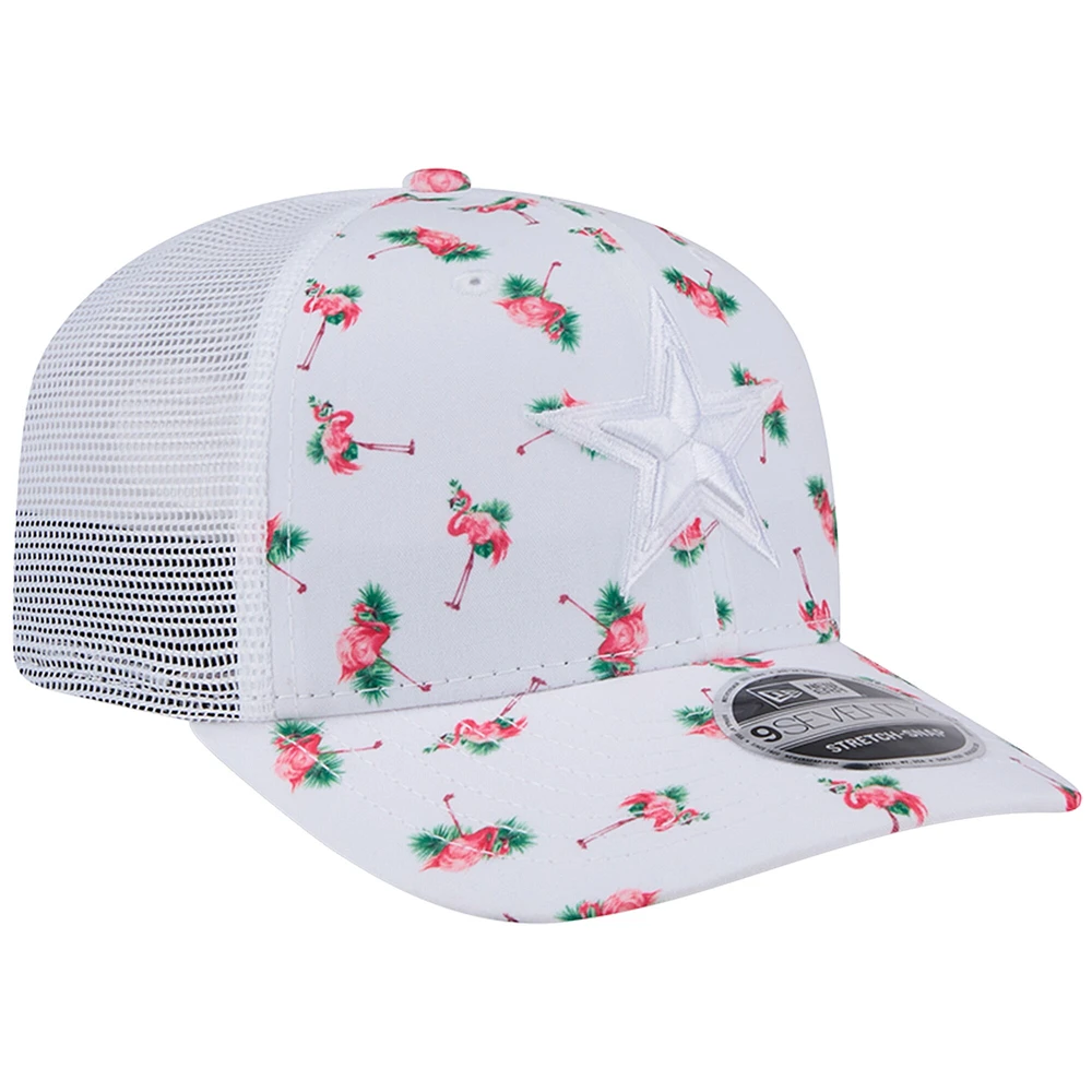 Casquette extensible à bouton-pression 9SEVENTY Adventure Flamingo blanche des Cowboys de Dallas de New Era pour homme