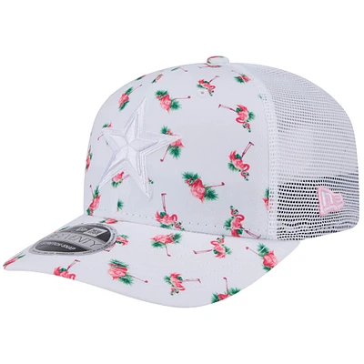 Casquette extensible à bouton-pression 9SEVENTY Adventure Flamingo blanche des Cowboys de Dallas de New Era pour homme