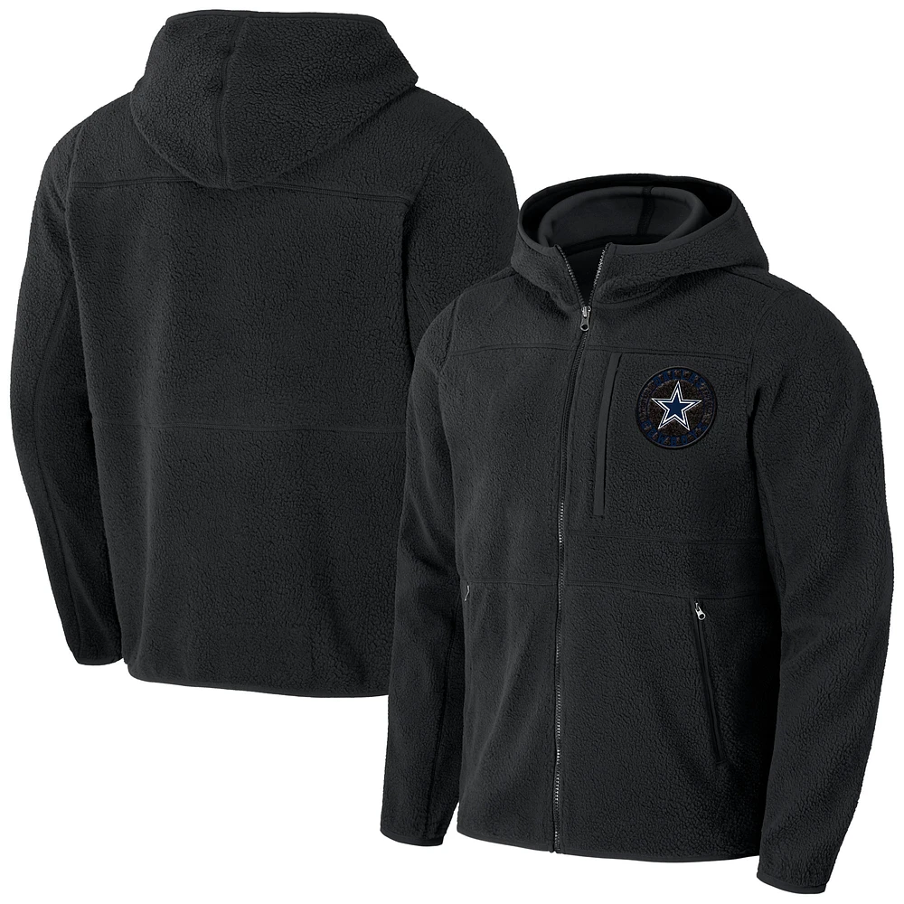 Collection NFL x Darius Rucker pour hommes par Fanatics Sweat à capuche entièrement zippé en sherpa noir Dallas Cowboys