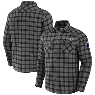 Collection NFL x Darius Rucker pour hommes par Fanatics Chemise boutonnée à manches longues en flanelle grise des Dallas Cowboys