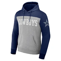 Men's NFL x Darius Rucker Collection by Fanatics Heather Gray Dallas Cowboys Color Blocked Pullover Hoodie