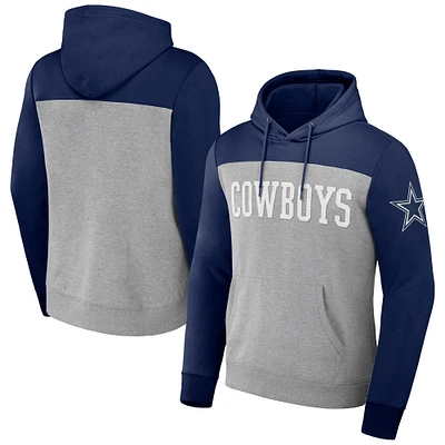 Men's NFL x Darius Rucker Collection by Fanatics Heather Gray Dallas Cowboys Color Blocked Pullover Hoodie