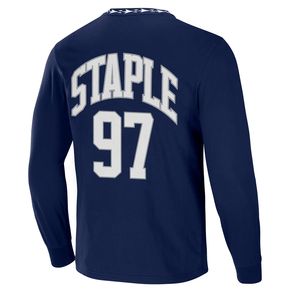 T-shirt à manches longues NFL x Staple pour hommes, bleu marine, Dallas Cowboys Core Team