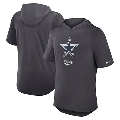 Men's Nike Anthracite Dallas Cowboys Tri-Blend Performance Hoodie T-Shirt