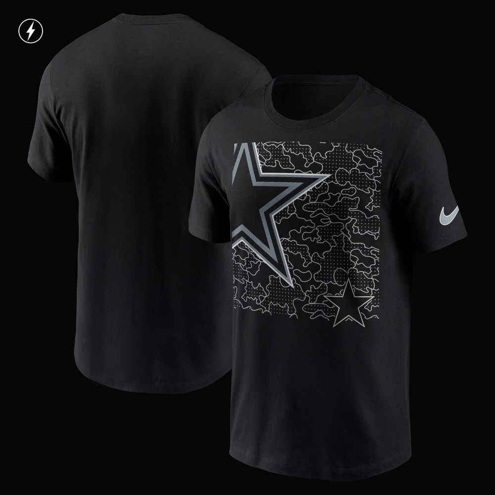 Men's Nike Black Dallas Cowboys RFLCTV Logo Crop - T-Shirt